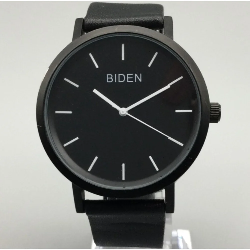 Biden Watch Men 42mm Black Round Dial Silicone Band New Battery